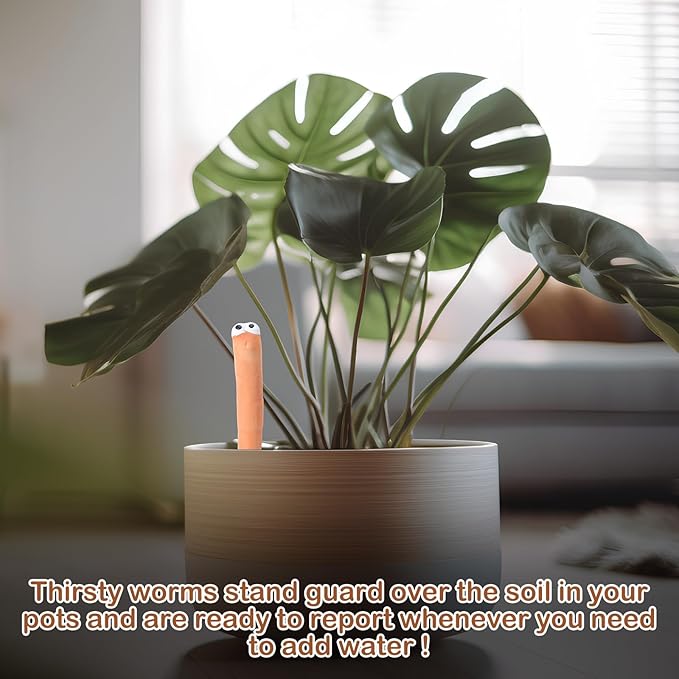 6 Pcs Water Sensor Ceramic Worm The Potting Shed Worm Water Sensor Plant Decoration Moisture Monitor Gardening Houseplant Humidity Meter Fun Gardening Gift for Your Potted Plant (6 Inch)