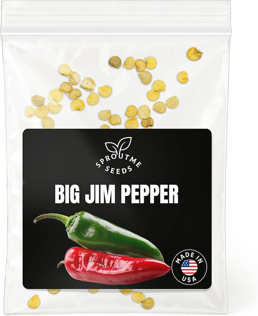 Big Jim Pepper Seeds for Planting – 50 Non-GMO Heirloom Mild Chili Seeds, 2,500–3,000 SHU (Capsicum annuum)