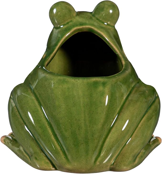 Cape Craftsmen Beautiful Springtime Classic Resin Animal Shaped Statue and Planter Pots for Indoor Plants - Small Planter Decoration for Homes, Apartments, Yards and Gardens (Frog)