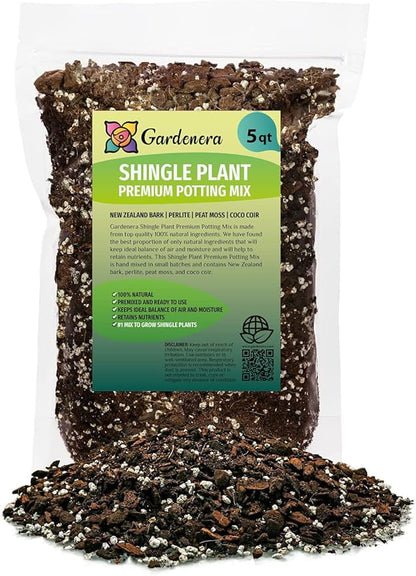 GARDENERA Shingle Plant Potting Mix - Retains Moisture and Enhances Root Growth - 5 Quart