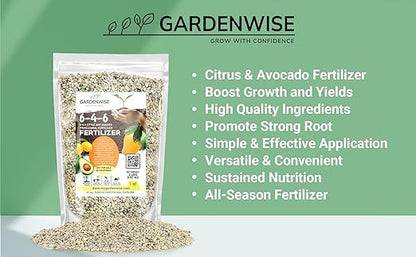 6-4-6 Avocado and Citrus Tree Professional Fertilizer Plant Food for Outdoor/Indoor Gardening; Quick-Release Nitrogen Fertilizer; Orange, Lime, Avocado and Lemon Tree Fertilizer (10 QUARTS)