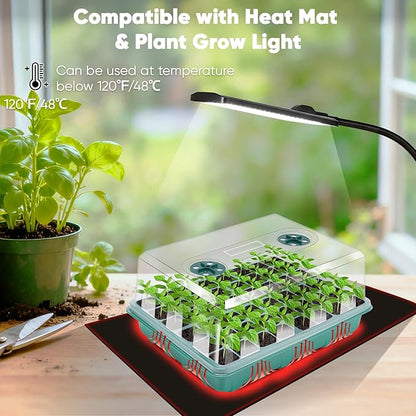 192 Cell Seed Starter Tray, Seed Starter Kit with Adjustable Humidity Dome, Seed Starting Trays Plant Starter Kit for Seeds Growing Starting, Indoor Gardening, Greenhouse (No Grow Light)
