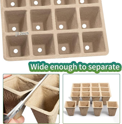 TCBWFY 640Cells Seedling Start Trays,40 Pack Peat Pots Seedling Pots Biodegradable,Seedling Starter Kit,Organic Germination Plant Starter Trays