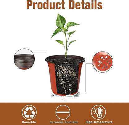 40 PCS Plant Nursery Pots 6 Inch Plant Seedling Pots with Drainage Holes Plastic Plant Flower Pot Small Plastic Seed Starting Pot Starter Containers Office Home Indoor Outdoor
