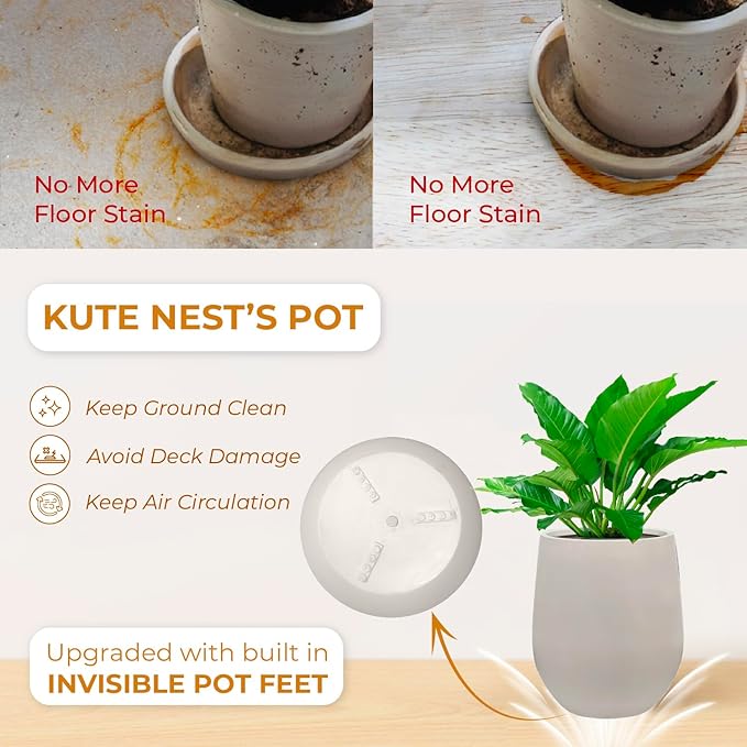 21" H x 19" D Corso Fiberstone Round Tapered Planter with Drainage Hole, Smooth Finishes, Weather Resistant for Indoor and Outdoor Use, Included 2 Extra Coco Mats(Taupe, 15" Pot Opening)