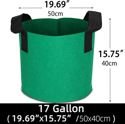 Grow Bags,Growing Pot Bags Garden Grow Bag Indoor Outdoor Fabric Aeration Plant Pot Container Flower Vegetable Pouch (Dark Green,17Gallon)