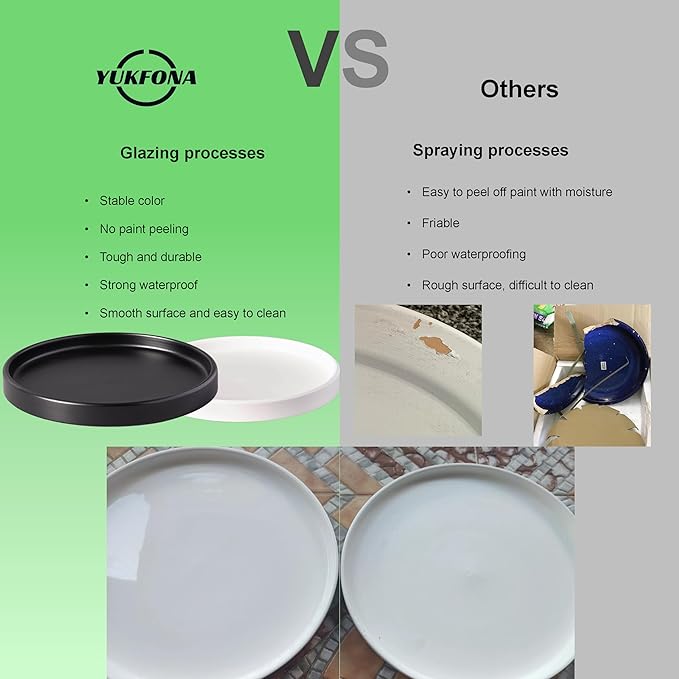 Ceramic Plant Saucer Pot Tray 6、8、10 Inch White, Planter Saucers for Indoors Outdoor, Durable Sturdy Flower Drainage drip Water Tray for Glazed Pots Base