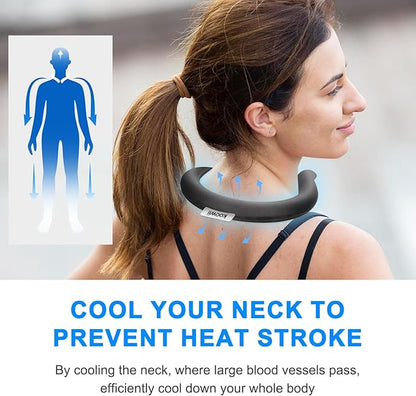 2-Pack Reusable Neck Cooling Tubes with Insulated Bag – Fast Freeze Ice Neck Wraps for Hot Weather, Sports & Outdoor Use, Eco-Friendly Ice Ring for Instant Cooling Relief Size M (Black, Set of 2)