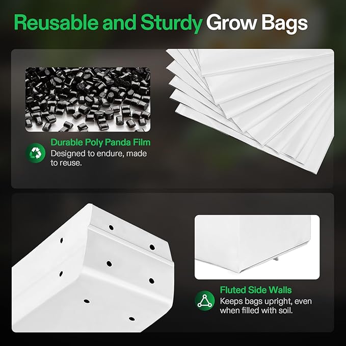 VIVOSUN 100-Pack 2 Gallon Grow Bags for Plants, Black-and-White Panda Film Containers Thick Plastic Bag for Potting Seedlings, and Rooting