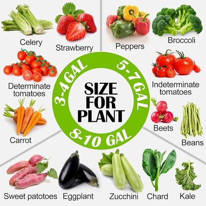 5 Gallon Grow Bags 6 Pack,Fabric Pots 5 Gallon for Healthy Plant Growth - Durable and Reusable Garden Bags to Grow Vegetables,Fruits,and Flowers