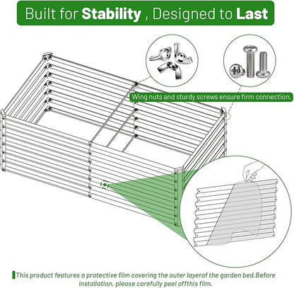 SnugNiture Galvanized Raised Garden Bed 6x3x2FT Outdoor Large Metal Planter Box Steel Kit for Planting Vegetables, Flowers