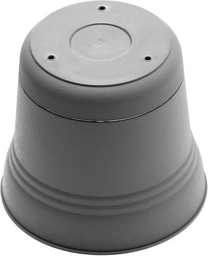 Bloem Saturn 10" Charcoal Round Resin Planter Pot with Snap-in Saucer for Indoor and Outdoor Gardening