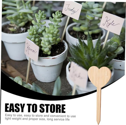 20pcs Wooden Heart Plant Labels - Cute Garden Markers for Potted Plants - Durable Plant Tags for Use