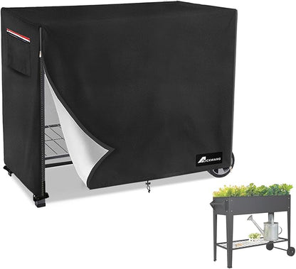 Raised Garden Bed Cover,Heavy Duty 600D Waterproof Elevated Wood Planter Box Stand Cover for Winter,Planter Raised Beds Covers (Black, 38 x 14.6 x 32)
