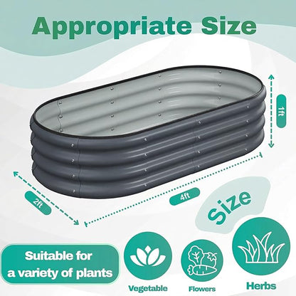 4x2x1 FT Raised Garden Bed, Metal Planter Box Outdoor, Planters for Outdoor Plants, Flower, Vegetables, Herbs (Dark Gray,1PC)