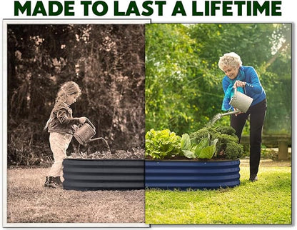 Plant & Plot Galvanized Raised Garden Beds Outdoor // 4×2×1 ft Planter Raised Beds for Gardening, Vegetables, Flowers // Large Metal Garden Box (Navy) // Patented Tool-Free Design