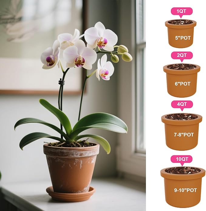 Organic Orchid Potting Mix & Bark Blend 10qt - All Natural, Fast Draining Soil for Phalaenopsis, Dendrobium, Oncidium Plants