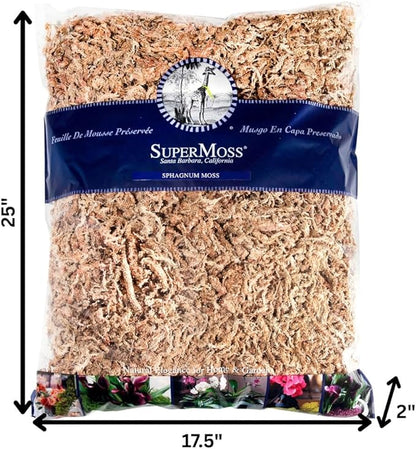 SuperMoss 7 59834 22303 0 Orchid Sphagnum Moss, 1400 in3 Bag (Appx. 32oz), Natural White