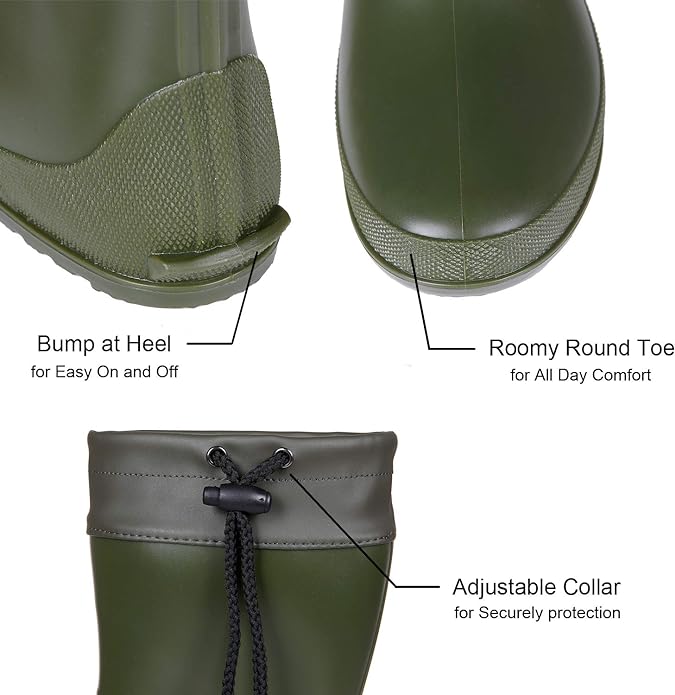 Asgard Women's Mid Calf Rain Boots Collar Gardening Boots Ultra Lightweight Portable Garden Shoes