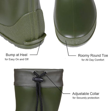 Asgard Women's Mid Calf Rain Boots Collar Gardening Boots Ultra Lightweight Portable Garden Shoes