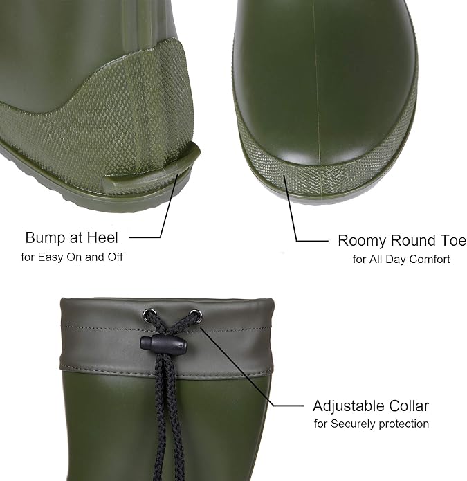 Asgard Women's Mid Calf Rain Boots Collar Gardening Boots Ultra Lightweight Portable Garden Shoes