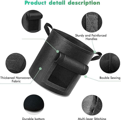 3 Pack of10-gallon Potato Planting Bags with Harvest Viewing Window, Thickened Breathable Non-Woven Planters with Handles - Ideal Fabric Planting Containers for Plant Potatoes (Black)