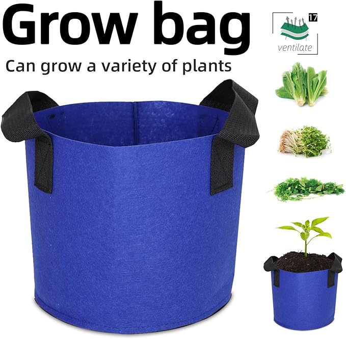 Grow Bags,Growing Pot Bags Garden Grow Bag Indoor Outdoor Fabric Aeration Plant Pot Container Flower Vegetable Pouch (Dark Blue,17Gallon)
