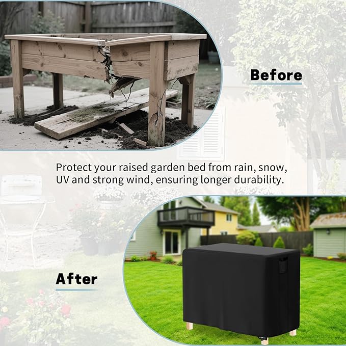 Outdoor Raised Garden Bed Cover for Winter (Only Cover),Waterproof Raised Planter Boxes Stand Covers - 72 x 37 x 11 inch