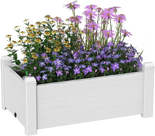EasyUp Horticulture Garden Bed with Drainage Plug, Divisible Resin Planter Box for Backyard, Patio, Balcony, with 4 Legs(Ashen,30.04 * 17.72 * 12.6)