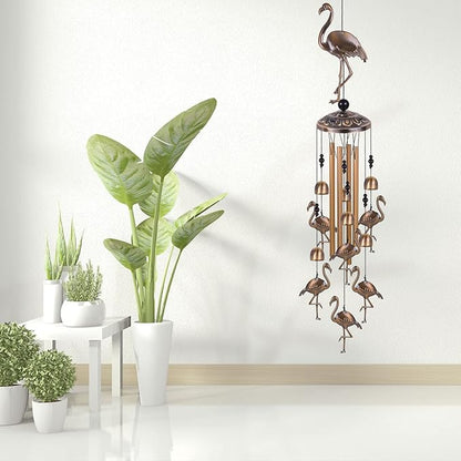 Solawindchime Outdoor Flamingos Wind Chimes, Flamingo Bronze Windchimes, Gift Wind Chime, Flamingo Wind Bell, Gifts for Women, for Home, Garden, Indoor, Outdoor Decoration, Garden Wind Chimes
