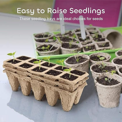 GROWNEER 360 Cells Peat Pots Seed Starter Trays 36 Packs Biodegradable Seedling Pots Germination Trays Organic Plant Starter Kit with 15 Pcs Plant Labels