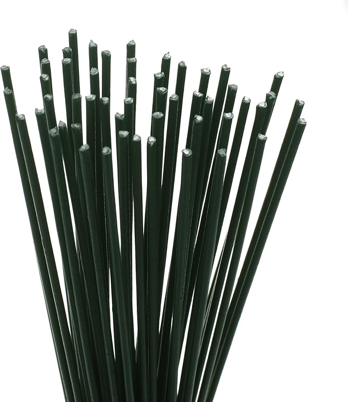 Cosmos Pack of 50 Pcs Dark Green Floral Plant Stakes Artificial Flower Stub Stem for Handmade DIY Craft, 12 Inch
