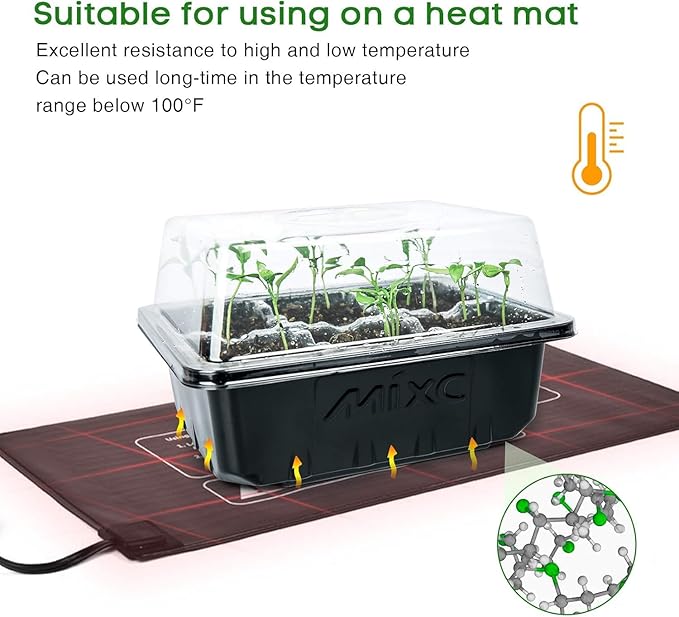 MIXC 10 Packs Seed Starter Tray Seed Starter Kit with Humidity Dome (60 Cells Total Tray) Seed Starting Trays Plant Starter Kit and Base Mini Greenhouse Germination Kit