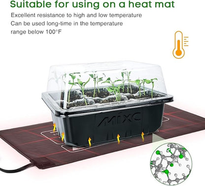 MIXC 10 Packs Seed Starter Tray Seed Starter Kit with Humidity Dome (60 Cells Total Tray) Seed Starting Trays Plant Starter Kit and Base Mini Greenhouse Germination Kit