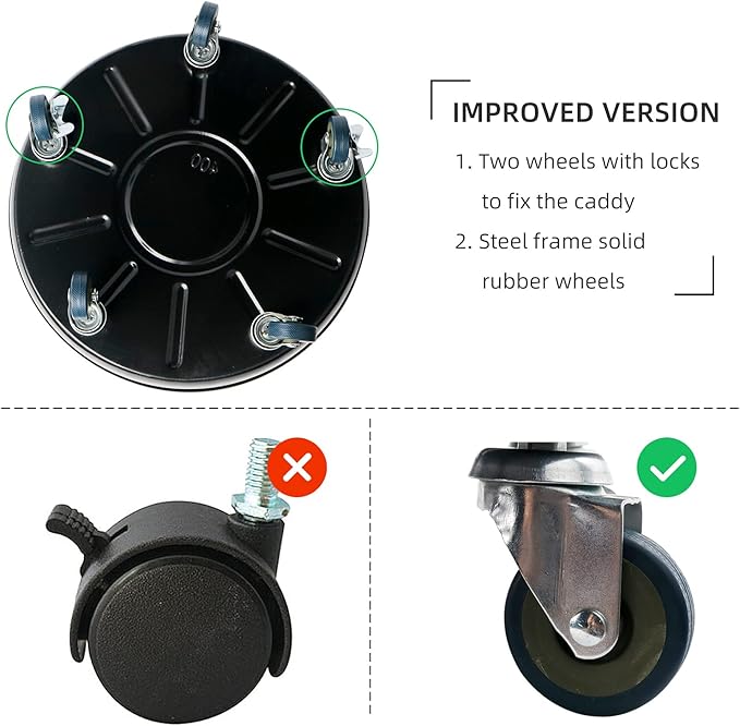 Choclaif Plant Caddy with Wheels,3 Pack Black Heavy Duty Plant Stand with Universal Wheels,Round Pot Trolley for Indoor Outdoor (16.14)