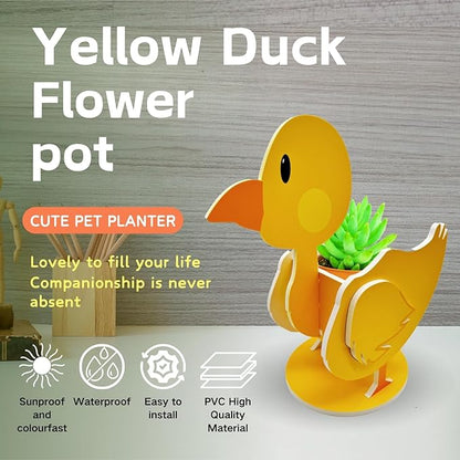 Cute Animal Planter Pot, Animal Flower Pot for Indoor/Outdoor,Small Cute PVC Animal Face Shape Plant Container Best for Home Office Garden Decor (Yellow Duck)