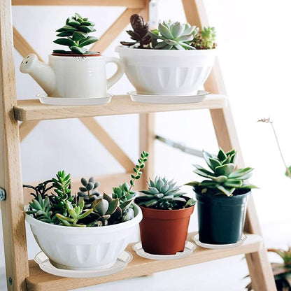 6 Pack of Plant Saucer 10 Inch, 10 inch Plant Saucer Round, Plastic Flower Plant Trays for Pots, Plant Saucers for Indoors 9", Plant Pot Saucers, Planter Tray for Planter 8-10" (10", White)
