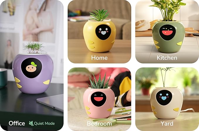 New 2026 Ai Smart Planter – Extra Large Interactive Plant Pot, Pet Plantagotchi, robot, Leafypod and Plantiboy, Robot Flower Pot with Feelings, Indoor Flowerpot with Water, Digital Gifts (Yellow)