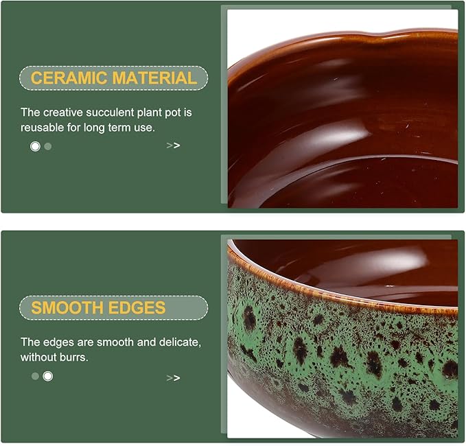 Happyyami Hydroponic Water Planter Pot Ceramic Succulent Bonsai Pot Water Lily Narcissus Planting Bowl Flowerpot Container Garden Decoration ( Style b )