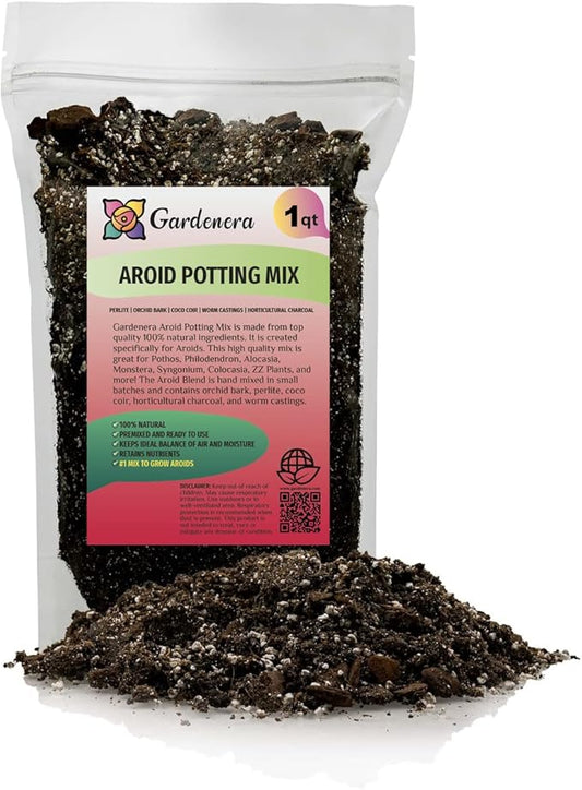 Gardenera Premium Aroid Potting Mix - 1 Quart - Soil Free Blend for Aroids - Growing Medium for House Plant