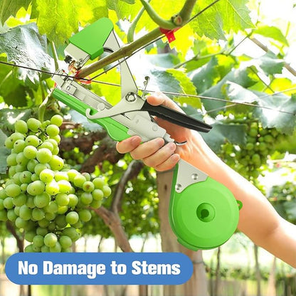 FUNTECK Plant Tying Machine to Tie Tomatoes Peppers and Cucumbers Quickly and Easily, Great for Gardeners Farmers, Including Spare Parts, Tapes and Staples, Green