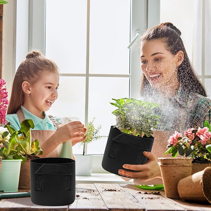 Eunika 6 Pack Lily Plant Pots for Pond, 1 Gallon Nonwoven Plant Fabric Pots with Handles Breathable Felt Aquatic Plant Pots Reusable Plant Grow Bags for Potato, Bog Plant, Water Lily, Lotus,Vegetables