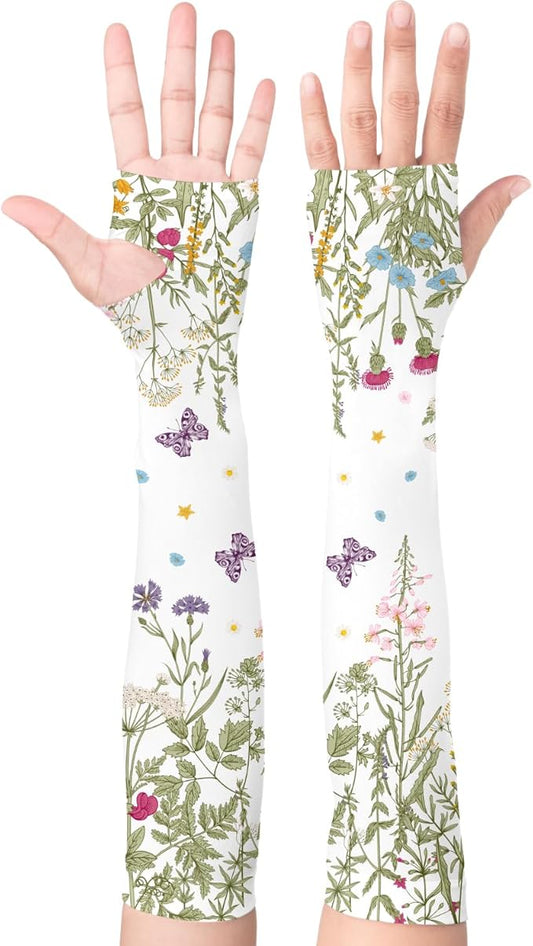 Garden Sleeves for Women Boho Gardening Sleeves with Thumb Holes UV Sun Protection Arm Sleeves for Women