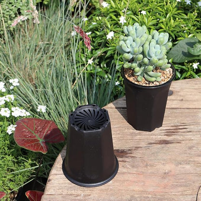 BangQiao 14 Pack 4.40 Inch Black Plastic Deep Nursery and Seedling Pots, Round Planter Container for Transplanting, Cutting, Succulent
