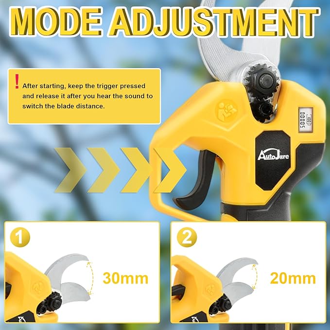 Electric Pruning Shears Compatible with Dewalt 20V Battery Brushless Electric Shears with LCD Display 0.8-1.2 Inch Cutting Diameter for Gardening, Branch, Tree Trimming (NO Battery)