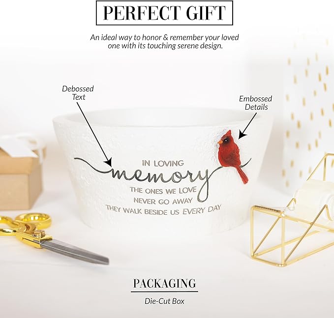 Pavilion Gift Company - The Ones We Love Never Go Away They Walk Beside Us Every Day - 9.5" Cardinal Flower Planter Pot Dish Bereavement in Memory Memorial Loss of Loved One Gift Funeral Present