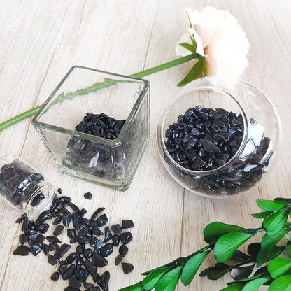ZHIYUXI Obsidian Crystal Crystal Chips Fish Tank Gravel Vase Filler Stones Crushed Crystals Gemstone Polished Healing Crystals Natural Quartz Stone 0.44lbs