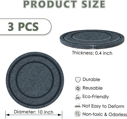 BXI Felt Plant Saucer Mat - 3 Pcs 10 Inch Water Absorbent Planter Coaster, Thick Flower Pot Saucer Pad, Planting Drip Tray for Indoors, Fabric Protective Plate for Tabletop and Floor Surface