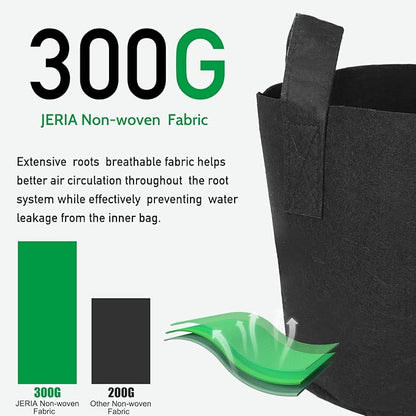 JERIA 12-Pack 30 Gallon, Vegetable/Flower/Plant Grow Bags, Aeration Fabric Pots with Handles (Black), Come with 12 Pcs Plant Labels