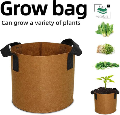 Grow Bags,Growing Pot Bags Garden Grow Bag Indoor Outdoor Fabric Aeration Plant Pot Container Flower Vegetable Pouch (Coffee,5 Gallon)